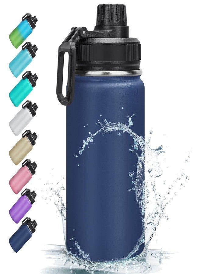 Milifox 12 oz Insulated Water Bottle, Double Wall Vacuum Insulated Stainless Steel Water Bottles, Wide Mouth Leakproof BPA Free with Chug Lid, 18 Hours Cold and 8 Hours Hot (Dark blue) - Image 1